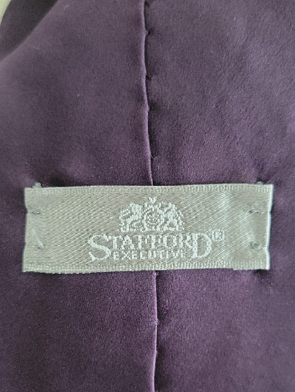 Stafford Executive Silk Deep Plum Eggplant Tie With Subtle Sheen - Picture 3 of 5